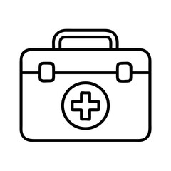 Simple First Aid Kit Outline Vector Illustration With Black and White Design