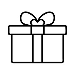 Simple Line Drawing of a Gift Wrapped Present with a Bow