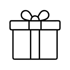 Outlined square gift box with a ribbon on top of the box