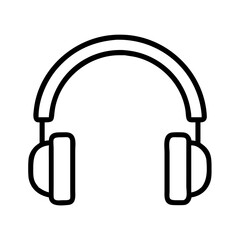 Simple black outline icon depicting headphones, ready for listening to music