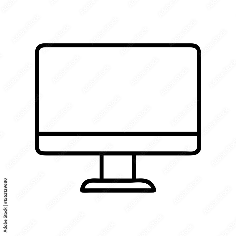 Fototapete minimalist computer screen with thick borders and simple geometric stand shape