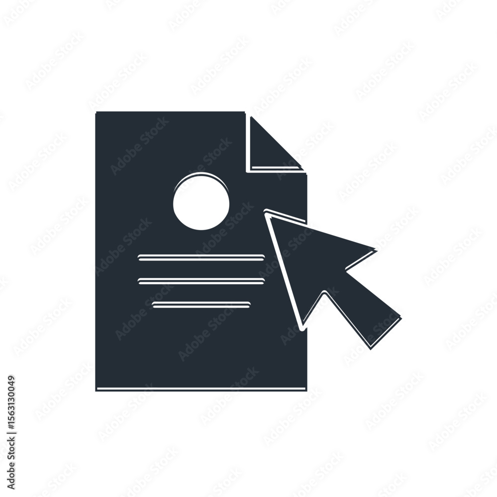 Poster black document and cursor icon isolated on white background. file icon. checklist icon. business con