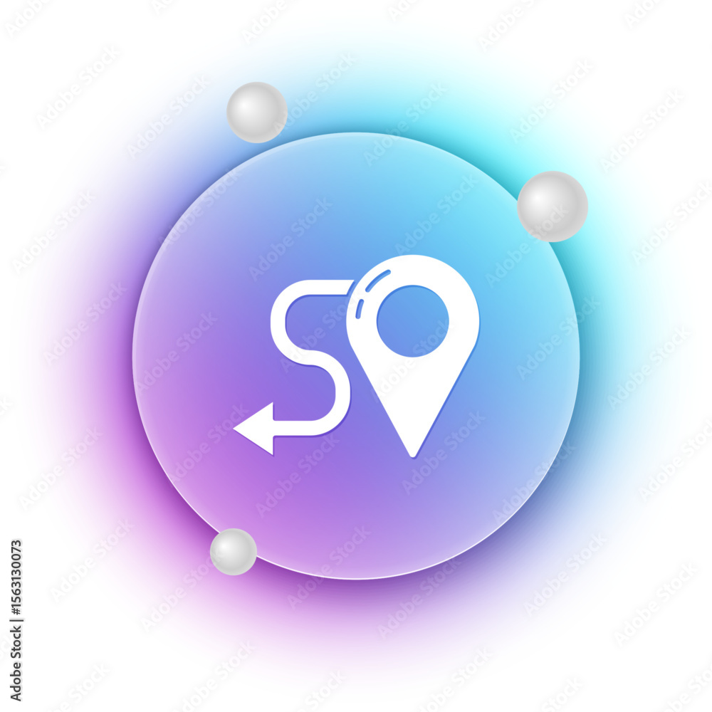 Poster white route location icon isolated on white background. map pointer sign. concept of path or road. g