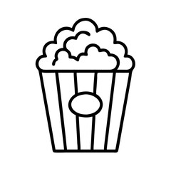 A black and white outline of a container full of popcorn