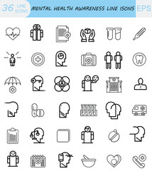 mental health awareness line icon vector icons