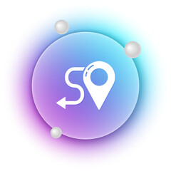 White Route location icon isolated on white background. Map pointer sign. Concept of path or road. GPS navigator. Blue and purple gradient circle background. Vector