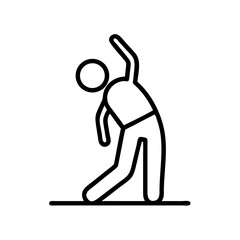 Minimalist line art illustration of a person stretching on a solid line