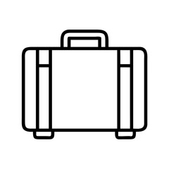 Simple vector illustration of a black and white outlined suitcase icon