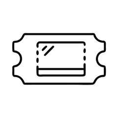 Simple black and white outline drawing of a ticket stub image