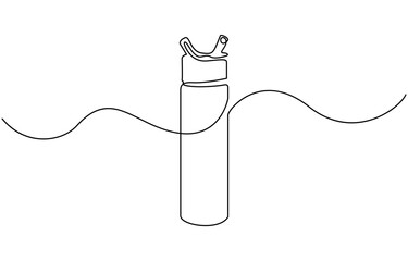 Continuous Line Drawing of Water Bottle Icon. Hand Drawn Symbol Vector Illustration, Continuous one line drawing , healthy lifestyle.