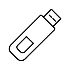 Minimalist outline of a white USB drive on a white background