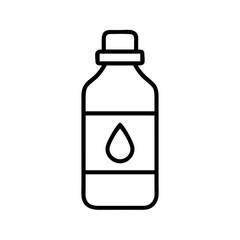 Simple Minimalist Bottle Icon with Water Drop Symbol in Black and White