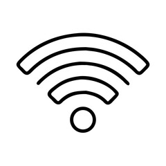 Simple black and white WiFi signal symbol with three arcs and circle