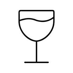 Simple line drawing of a wine glass nearly full of red wine
