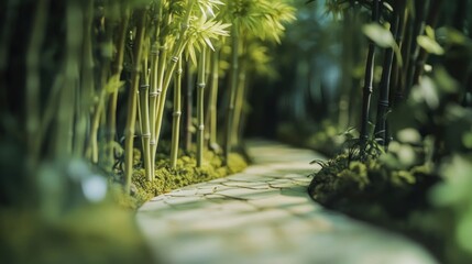 Serene bamboo forest path