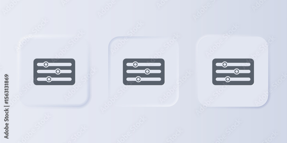 Poster grey sound mixer controller icon isolated on grey background. dj equipment slider buttons. mixing co