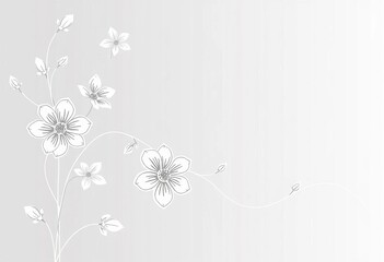Elegant single-line floral design, black and white monochrome continuous line art , leaves, floral design