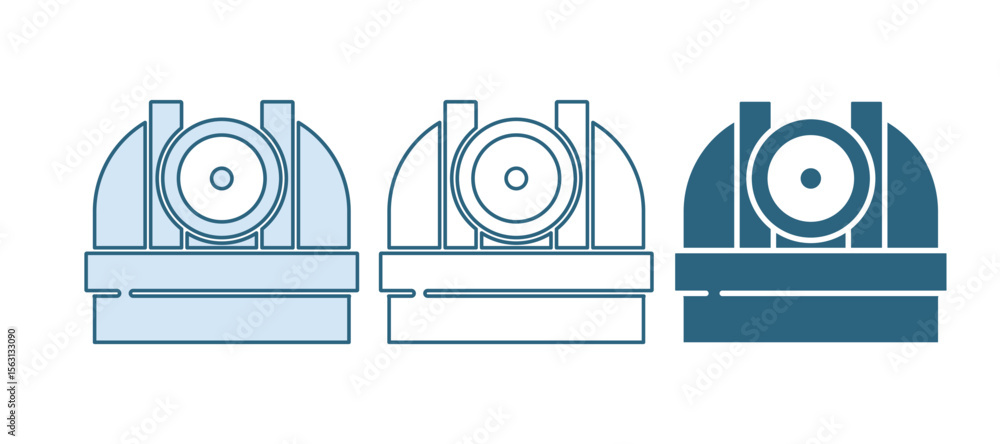 Poster blue astronomical observatory icon isolated on white background. observatory with a telescope. scien
