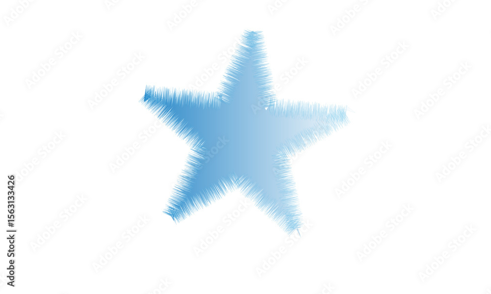 Poster blue abstract scribbled star shape isolated on transparent background
