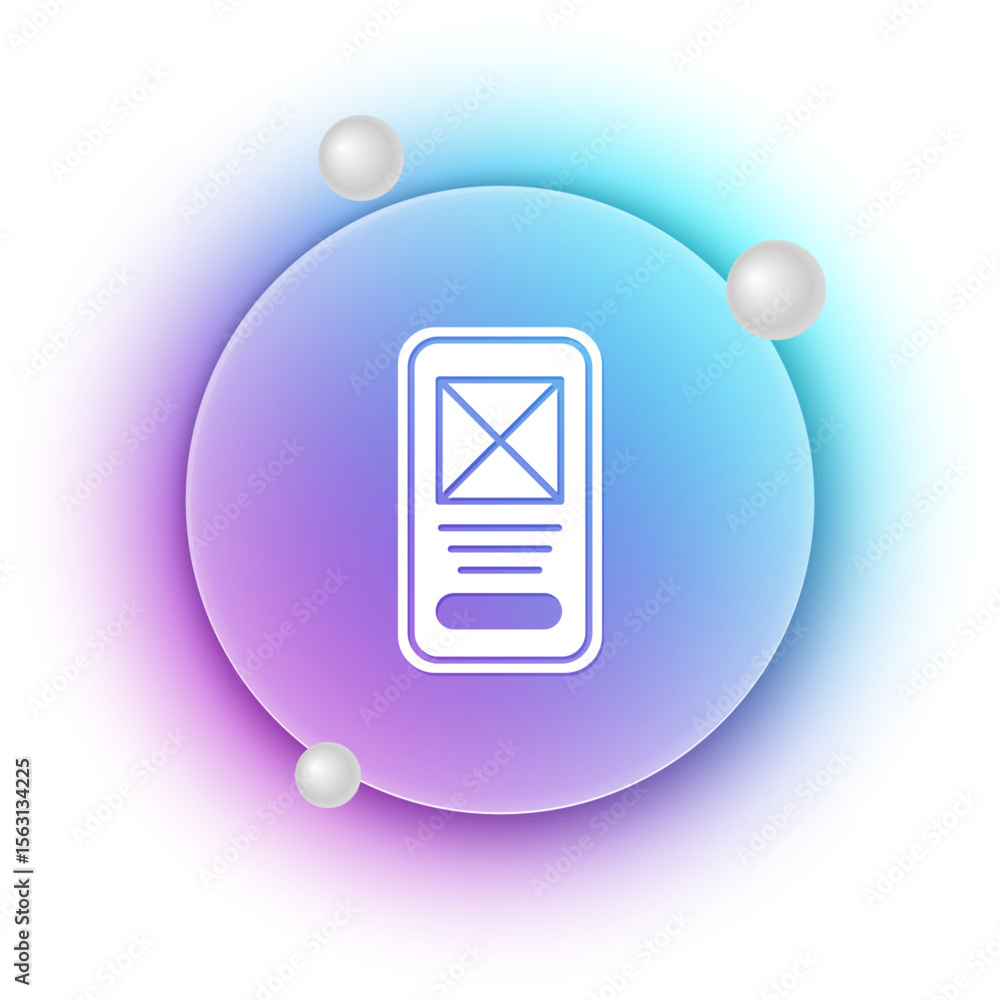 Poster white ui or ux design icon isolated on white background. blue and purple gradient circle background.