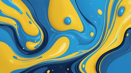 Abstract background with blue and yellow color , with unique melted liquid shape
