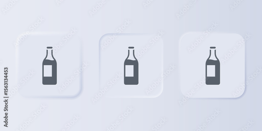 Poster grey wine bottle icon isolated on grey background. set icons in square buttons. vector