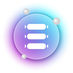 White Sausage icon isolated on white background. Grilled sausage and aroma sign. Blue and purple gradient circle background. Vector