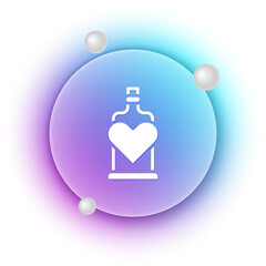 Obraz premium White Bottle with love potion icon isolated on white background. Valentines day symbol. Blue and purple gradient circle background. Vector