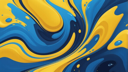 Abstract background with blue and yellow color , with unique melted liquid shape
