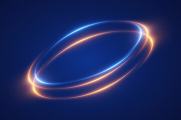Glowing neon vortex rings and energy effect, magic portal or sci-fi movement.