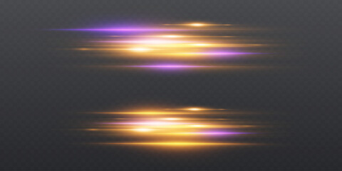 Set of speed light lines, abstract ray light effects. On a transparent background.