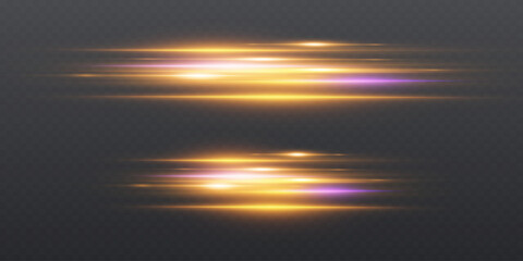 Set of speed light lines, abstract ray light effects. On a transparent background.