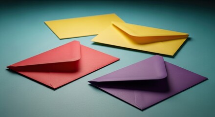 Assorted Vibrant Envelopes on Aqua Table