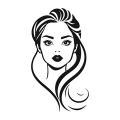 Elegant woman silhouette, beauty salon logo, lady face outline, stylish girl head design