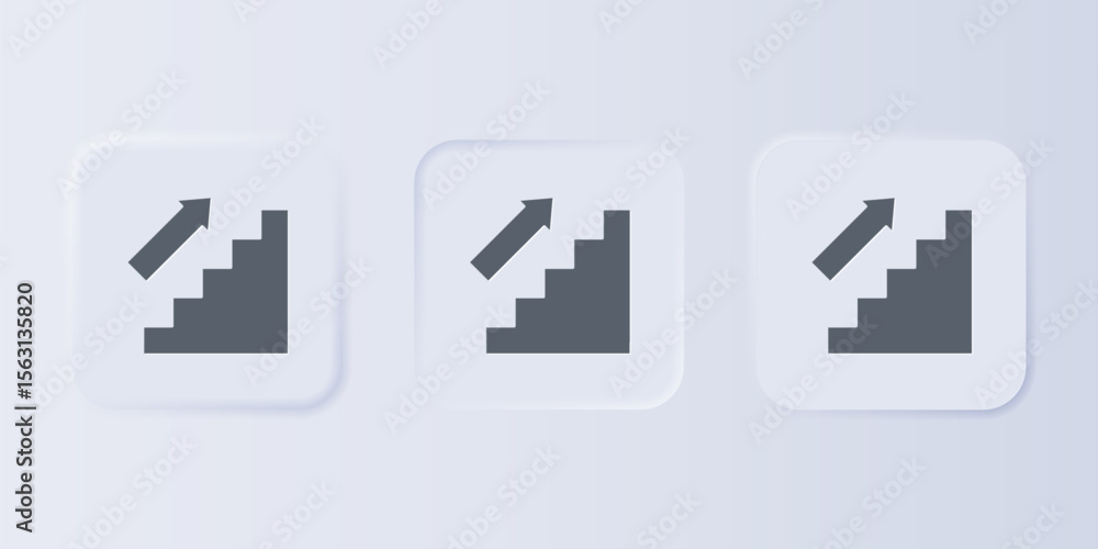 Aufkleber grey stairs up icon isolated on grey background. set icons in square buttons. vector