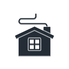 Black Merry Christmas house icon isolated on white background. Home symbol. Vector