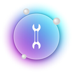 White Wrench spanner icon isolated on white background. Blue and purple gradient circle background. Vector