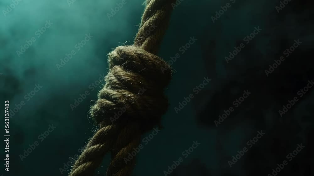 Aufkleber A detailed view of a knot tied in the middle of a rope, useful for various contexts