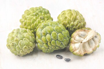 Srikaya fruit or cherimoya or annona squamosa or sugar apple is a type of tropical fruit that is thought to originate from the Andes mountains in South America.