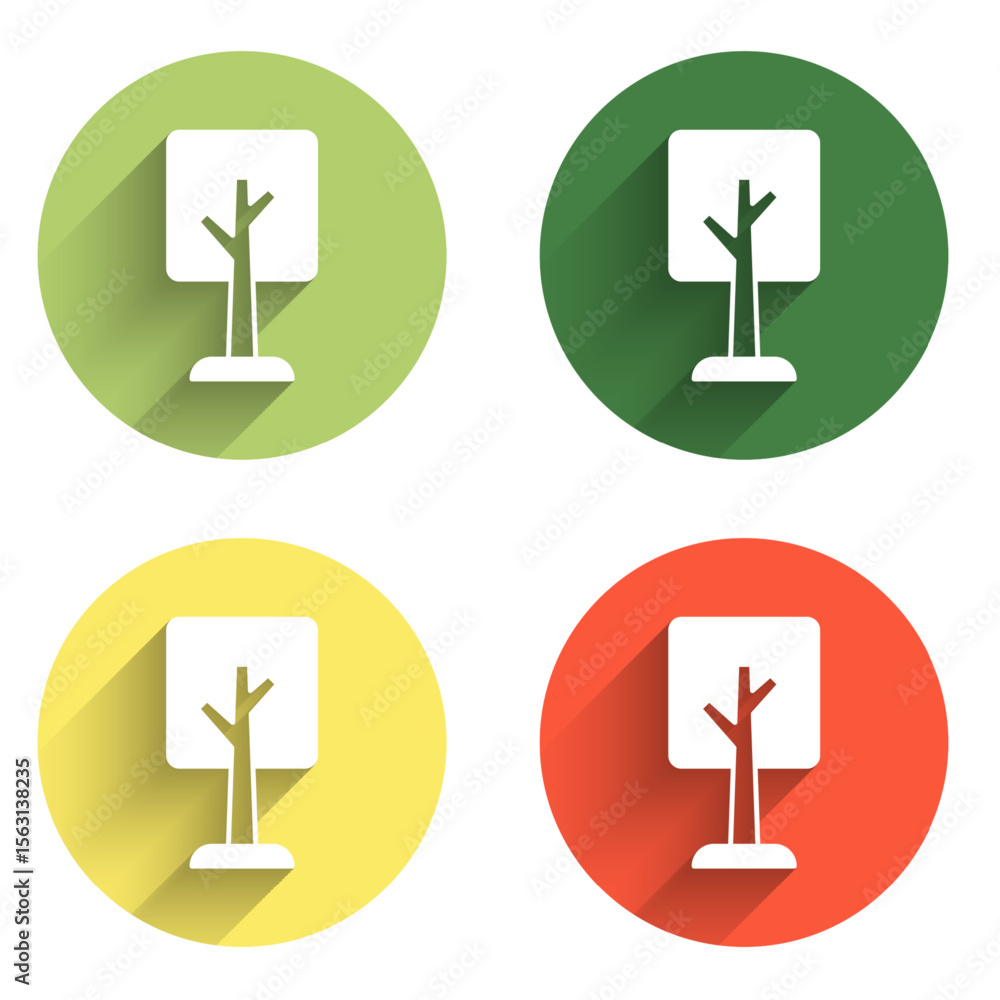 Poster set tree icon isolated with long shadow background. forest symbol. color circle button. vector