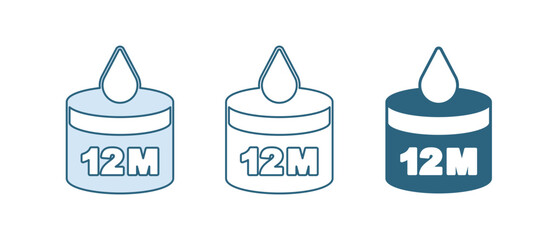 Blue Organic cosmetic icon isolated on white background. Body care products. Vector