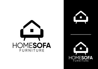 chair sofa and home logo. building furniture interior design vector concept