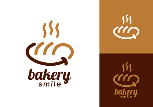 bakery smile combination logo vector design