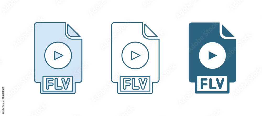 Aufkleber blue flv file document video file format. download flv button icon isolated on white background. flv