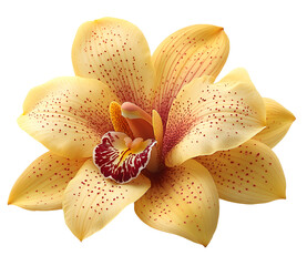 Single Orange Orchid Flower Isolated on Transparent Background for Floral Decor and Botanical Design

