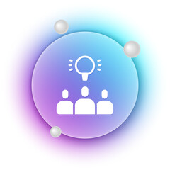 White Project team base icon isolated on white background. Business analysis and planning, consulting, team work, project management. Blue and purple gradient circle background. Vector