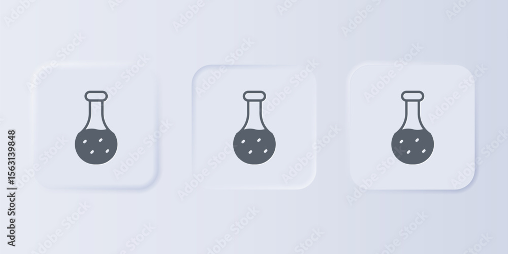 Poster grey test tube and flask chemical laboratory test icon isolated on grey background. laboratory glass