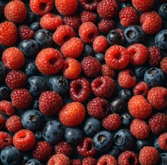 raspberries and blueberries