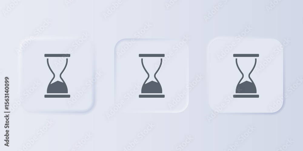 Poster grey old hourglass with flowing sand icon isolated on grey background. sand clock sign. business and