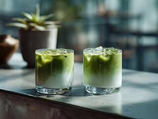 Homemade Iced Matcha Latte Tea
